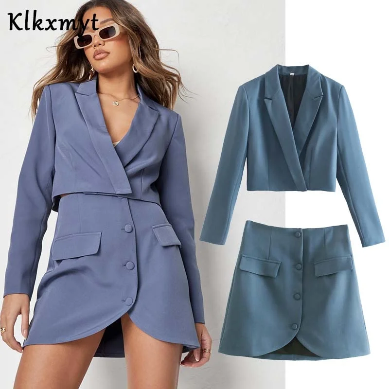 Klkxmyt Za Two Pieces Sets Women 2022 Casual Cropped Blazer Jacket+ Single-Breasted Skirts Spring Autumn Solid Office Wear Set Striped Jacket Polka Dot Jacket Floral Jacket Klkxmyt Za Two Pieces Sets Women 2022 Casual Cropped Blazer Jacket+ Single-Breasted Skirts Spring Autumn Solid Office Wear Set Striped Jacket Polka Dot Jacket Floral Jacket