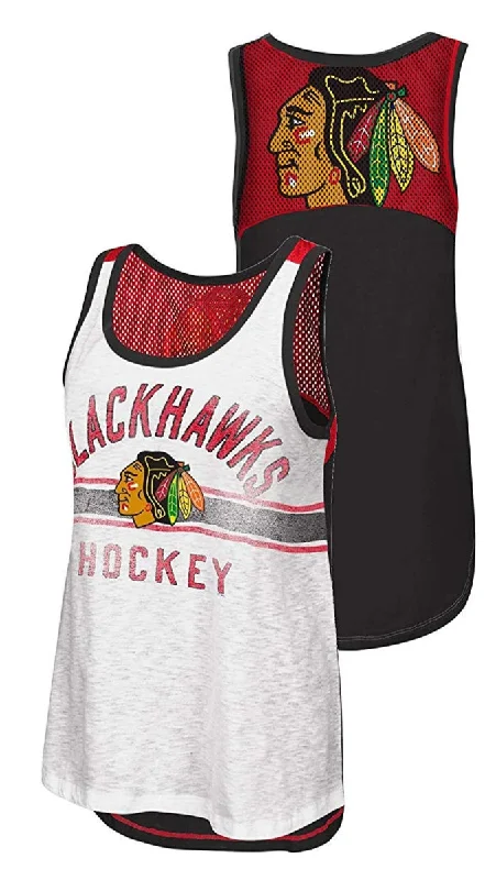 Women's Chicago Blackhawks In the Stands Mesh Back Tank Top loose fit tank
