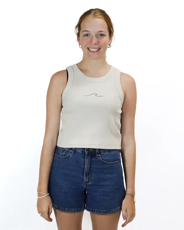 Waves Organic Rib Crop Tank beige tank top