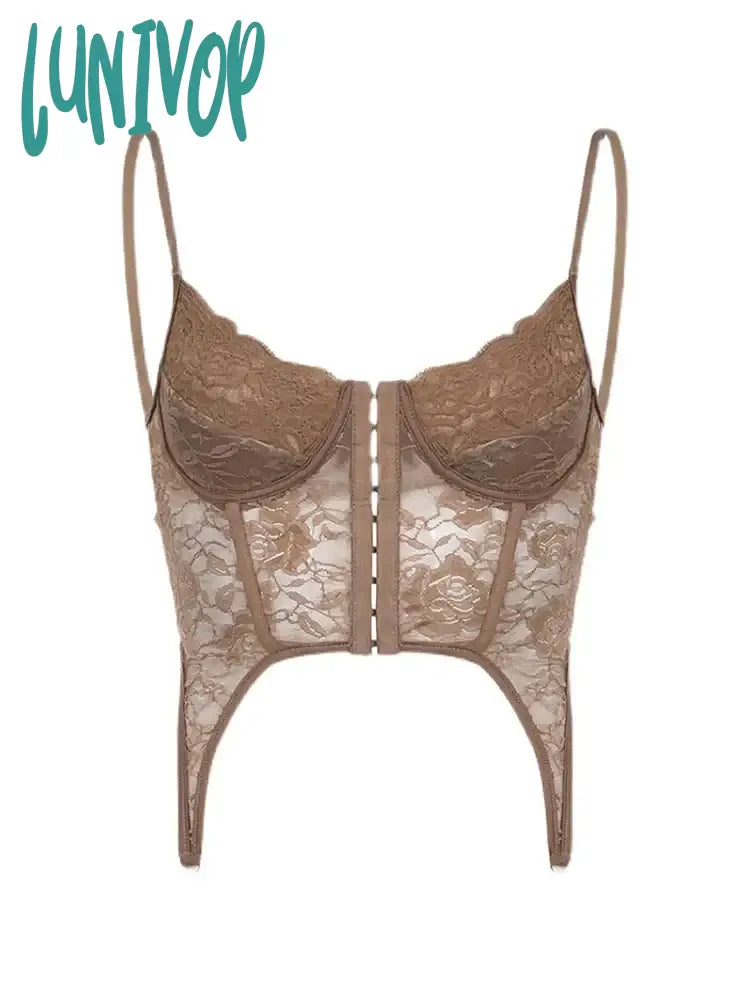 Lunivop Woman Lace Halter Tank Top Camisole Vest Corset Top Sleeveless Slim Spaghetti Strap Patchwork Sexy Hot Gyaru Kpop Ins Fashion turquoise tank top
