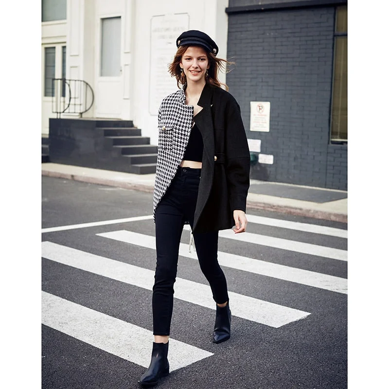 AEL Asymmetry Blazer casual Woollen jacket coat autumn winter swallow gird based ladies wear 2022 new Striped Jacket Polka Dot Jacket Floral Jacket AEL Asymmetry Blazer casual Woollen jacket coat autumn winter swallow gird based ladies wear 2022 new Striped Jacket Polka Dot Jacket Floral Jacket