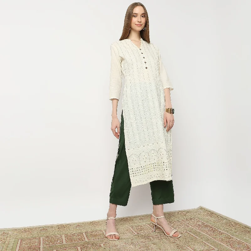 Straight Fit Ankle Length Ethnic Pants Relaxed Lounge Trousers