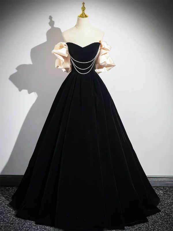 Black A-Line Velvet Long Prom Dress Formal Party Dress,DP1649 Tunics Practical durable