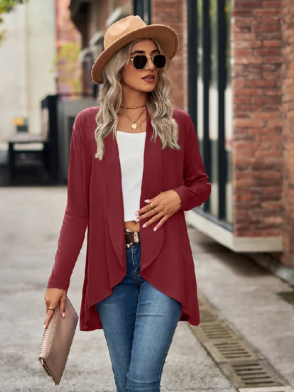 Open Front Long Sleeve Cardigan Thin Thick Dense
