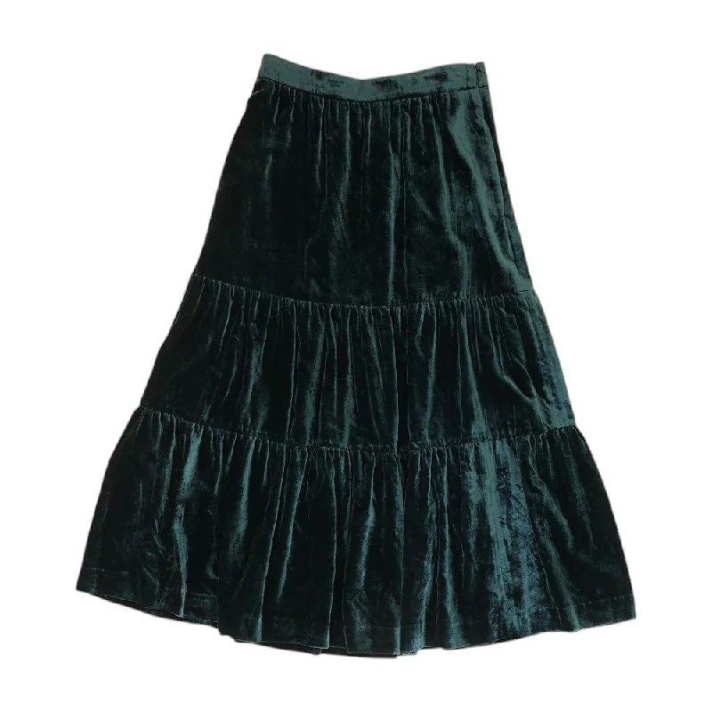 Green Solid Maxi Skirt lace skirt romantic
