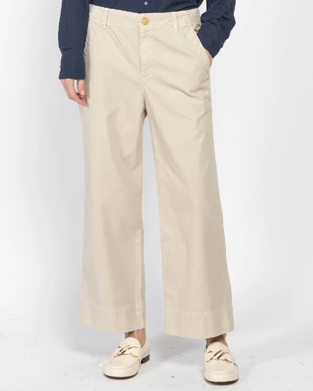 Sabine Cotton Canvas Pants Relaxed High-Waist Trousers