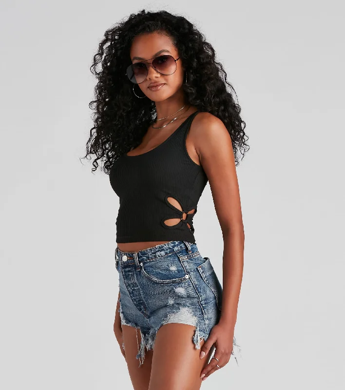Stylish To Pieces Cutout Tank Top fashionable tank top
