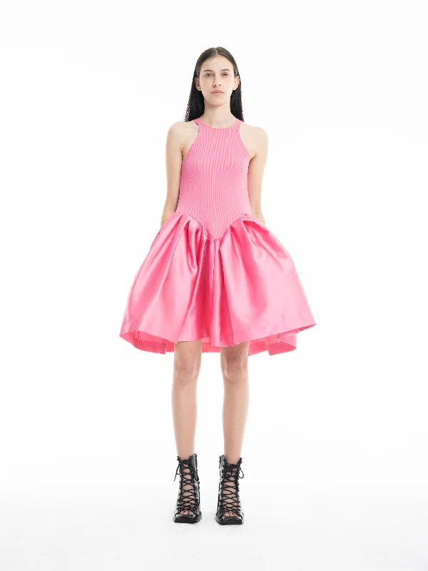 PINK MINI DRESS WITH TANK TOP SCOOPED mint tank top