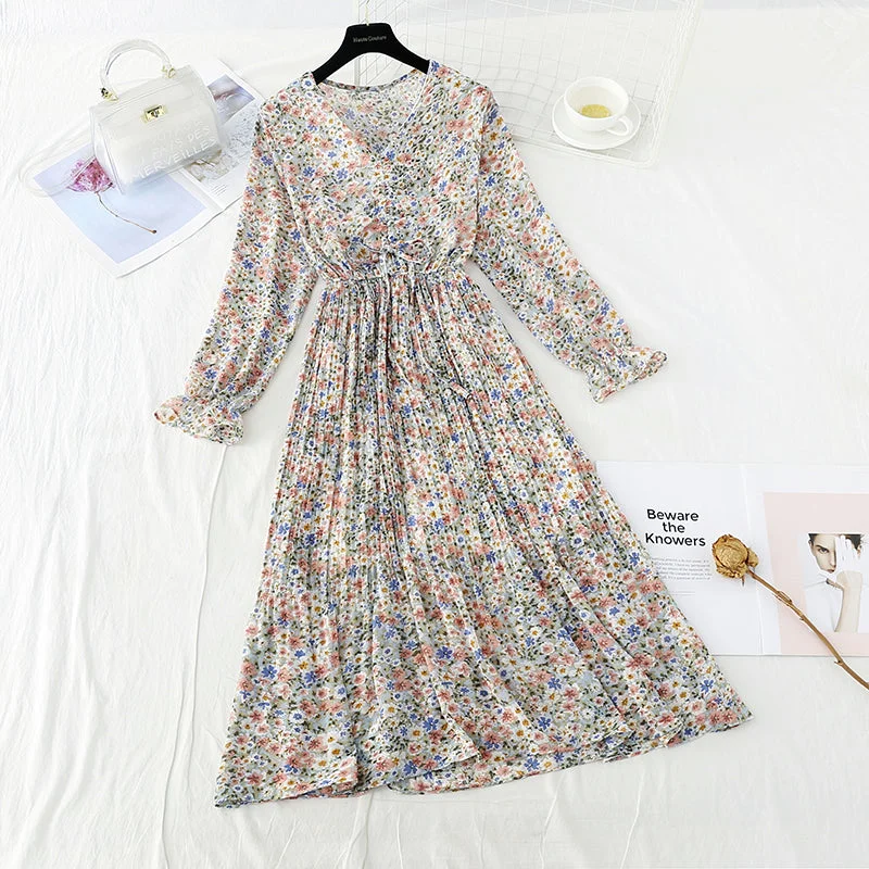 Lace up pleated waist for thin Pleated Chiffon Skirt  3874 lace skirt elegant