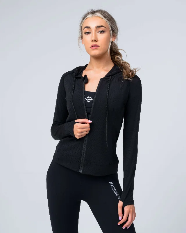 Edge Full Zip Jacket (Black) Front Pockets Side Pockets Patch Pockets