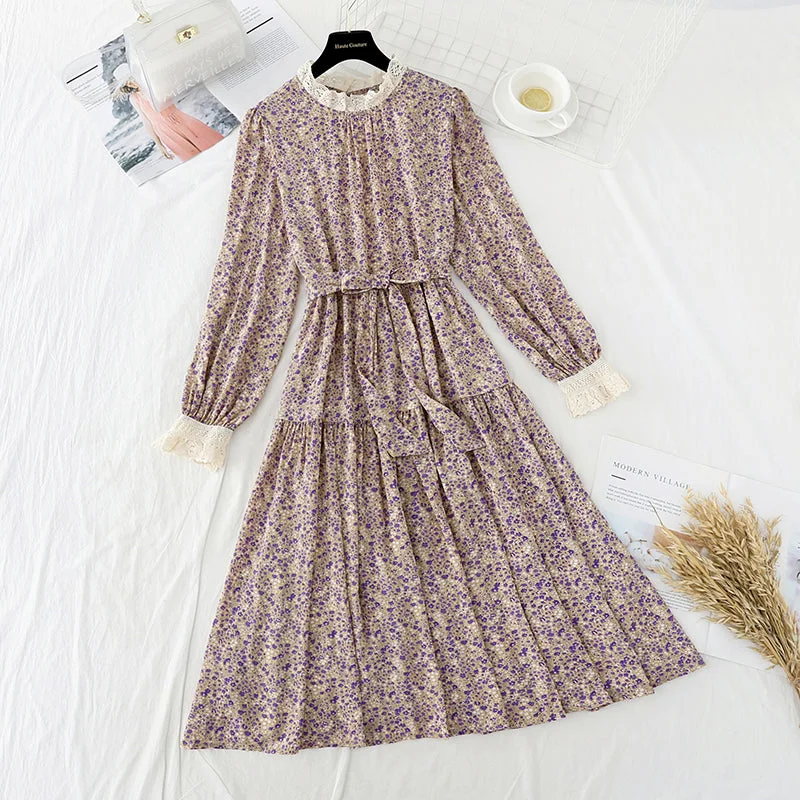 Retro waistband, slim temperament, gentle wind, Long Sleeve Chiffon Skirt  3893 velvet skirt plush