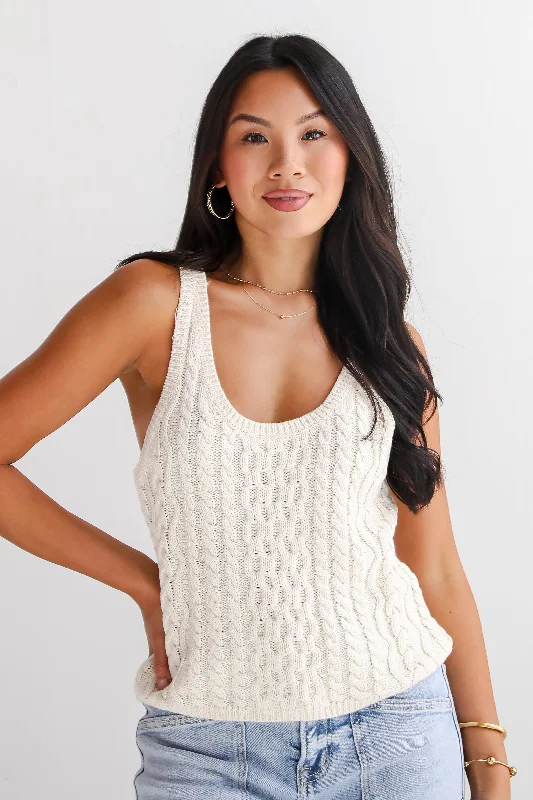 Impressively Charming Natural Cable Knit Tank fitted tank top
