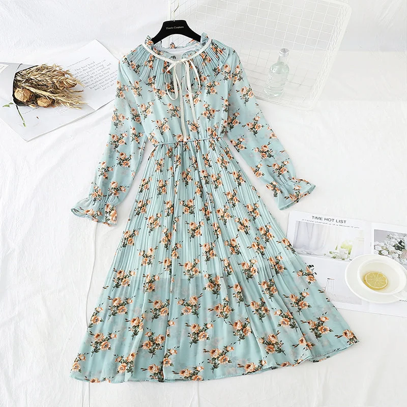 Retro floral Platycodon grandiflorum skirt fairy super xiansen series  3841 high slit skirt