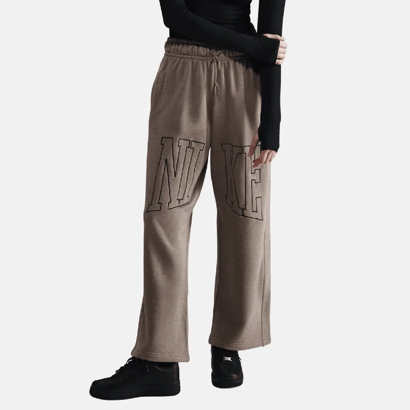 Nike Sportswear Women's Mink Brown Oversized Open-Hem French Terry Pants Elegant Dress Pants