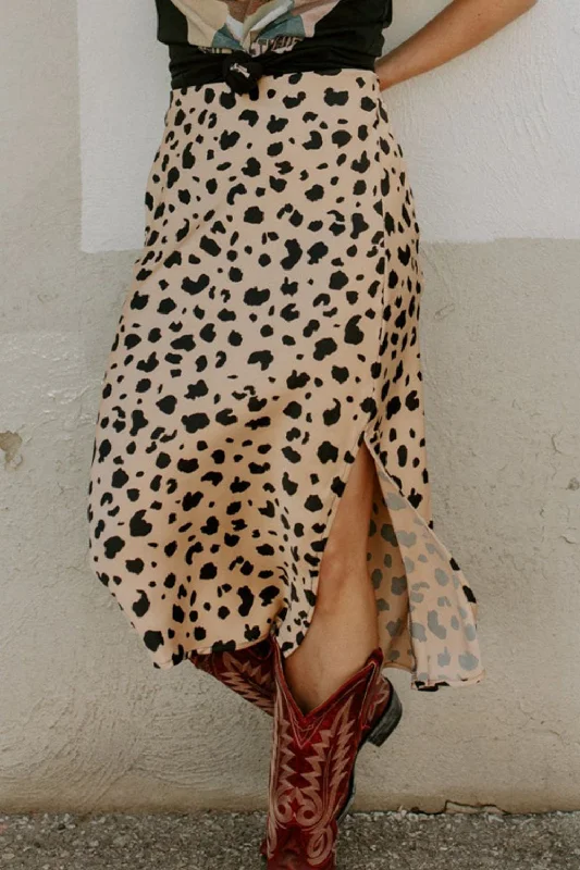 Jetta Slit Printed Midi Skirt wrap skirt elegant