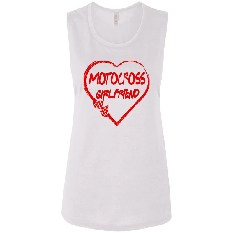 Motocross Girlfriend Heart Ladies' Flowy Muscle Tank soft pink tank