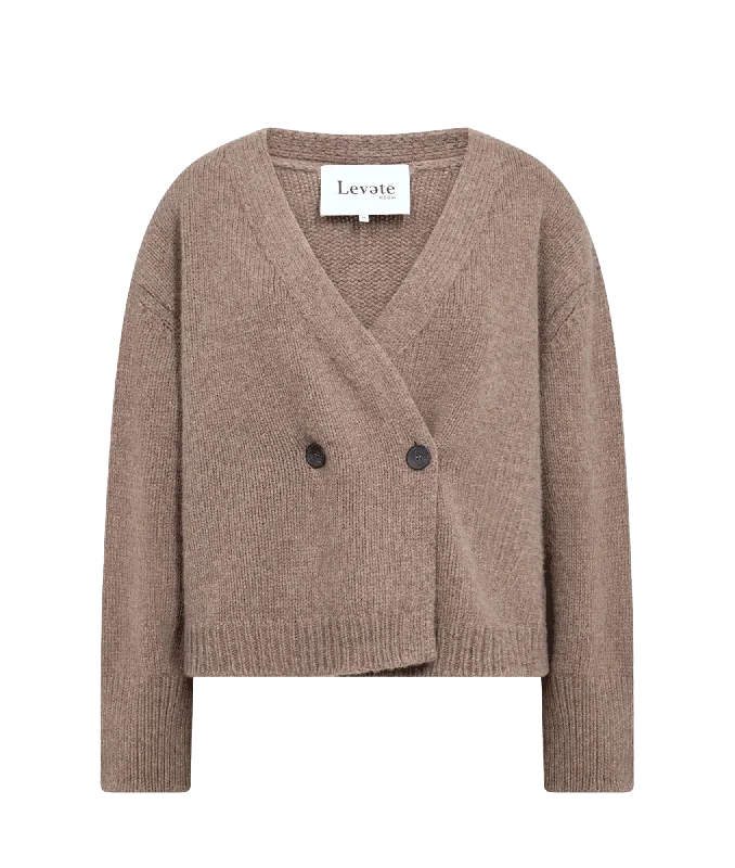 Perle Knitted Cardigan - Beige Knit Fabric Woven Fabric Fleece Fabric