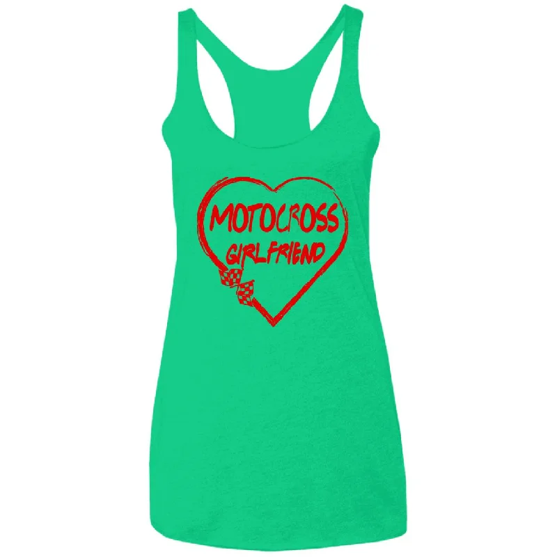 Motocross Girlfriend Heart Ladies' Triblend Racerback Tank cherry red tank