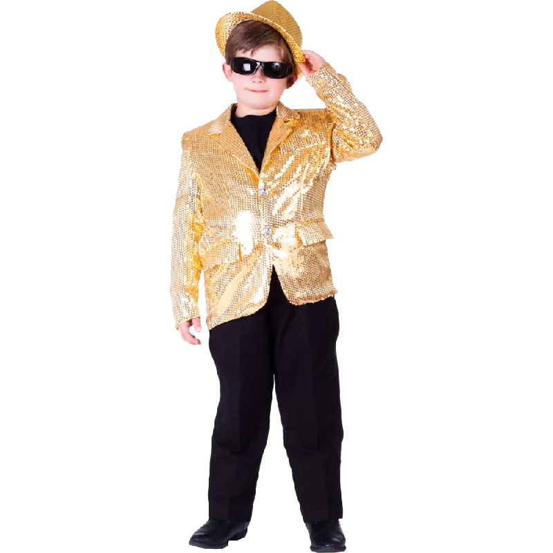 Gold Sequin Jacket - Kids Faux Fur Fabric Real Fur Fabric Shearling Fabric