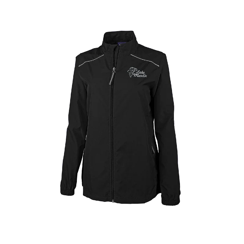 Ladies Skyline Pack-N-Go Full Zip Jacket With Fishing Logo and Lake Name Satin Jacket Silk Jacket Chiffon Jacket