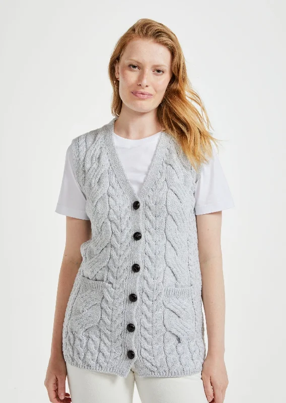 Saoirse Aran Supersoft Cardigan | Grey Crew Neck V-Neck Turtle Neck