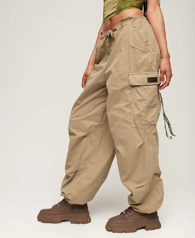 Vintage Baggy Parachute Pants | Stone Wash Taupe Brown Soft Stretch Leggings