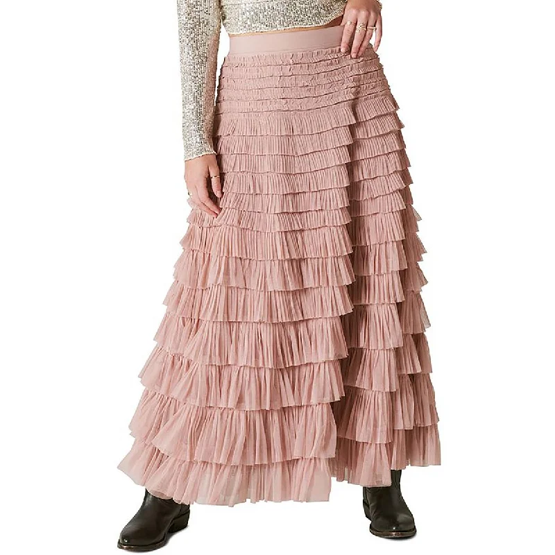 Lucky Brand Womens Tiered Tulle Maxi Skirt chiffon skirt airy