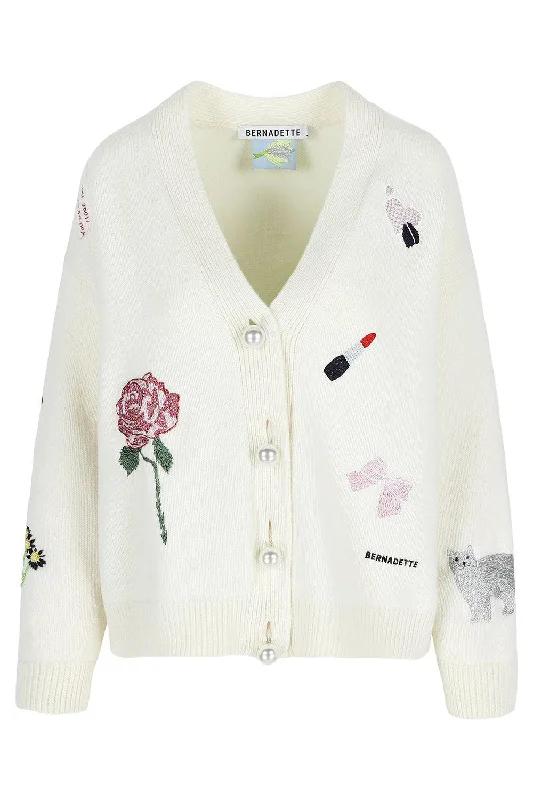 Celeste Embroidered Cardigan Cable Knit Ribbed Knit Lace Knit