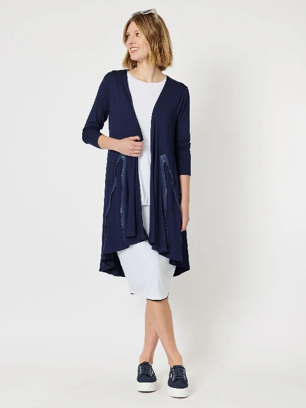 Roving Jersey Longline Cardigan - Navy Oversized Loose Flowy