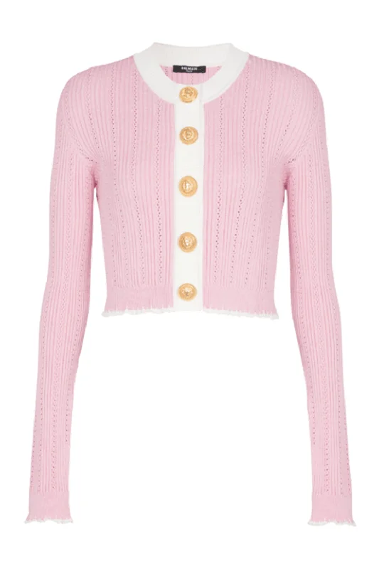 Round Neck Cropped Cardigan Layered Multi-layer Single Layer
