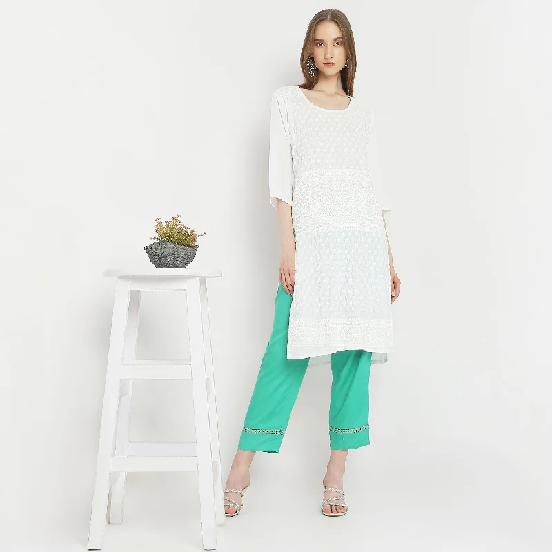 Straight Fit Mid Rise Pants Soft Stretch Pants