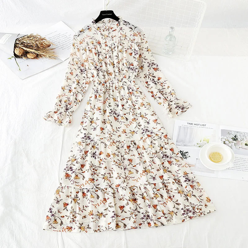 French retro floral Platycodon grandiflorum skirt, knee length skirt  3857 seamless skirt comfort