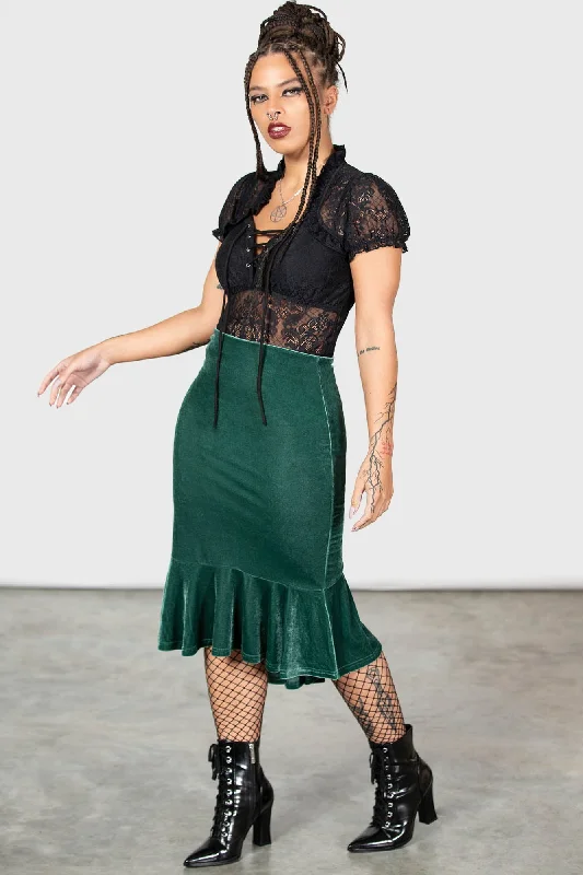 Drusilla Midi Skirt [GREEN] relaxed fit skirt