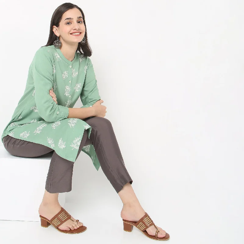 Slim Fit Solid Mid Rise Pants Soft Stretch Pants