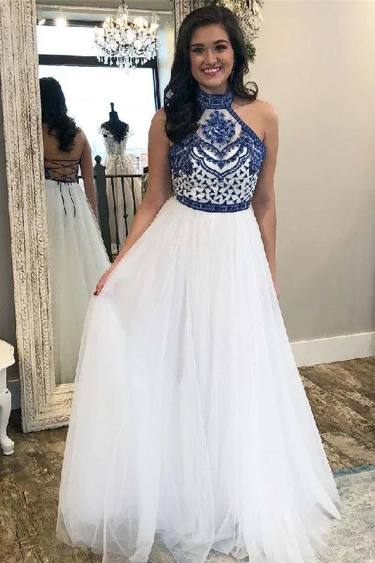 A Line Off White Halter Prom Dresses Long Formal Party Dress  PG970 Tunics Hiking breathable