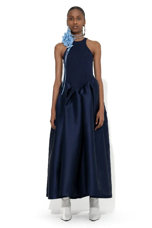 NAVY FULL SKIRT TANK TOP DRESS peach tank top