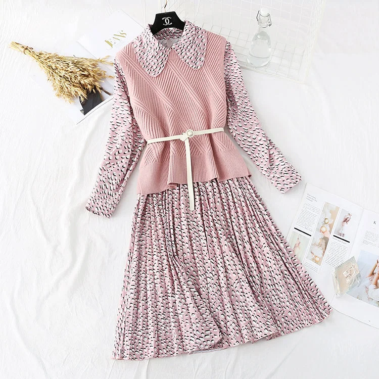 Sweet baby Collar Chiffon Skirt Suit two-piece suit  4011 linen skirt natural
