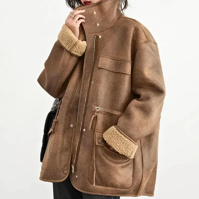 Tuscany Suede Jacket Collared Jacket Crew Neck Jacket Turtle Neck Jacket