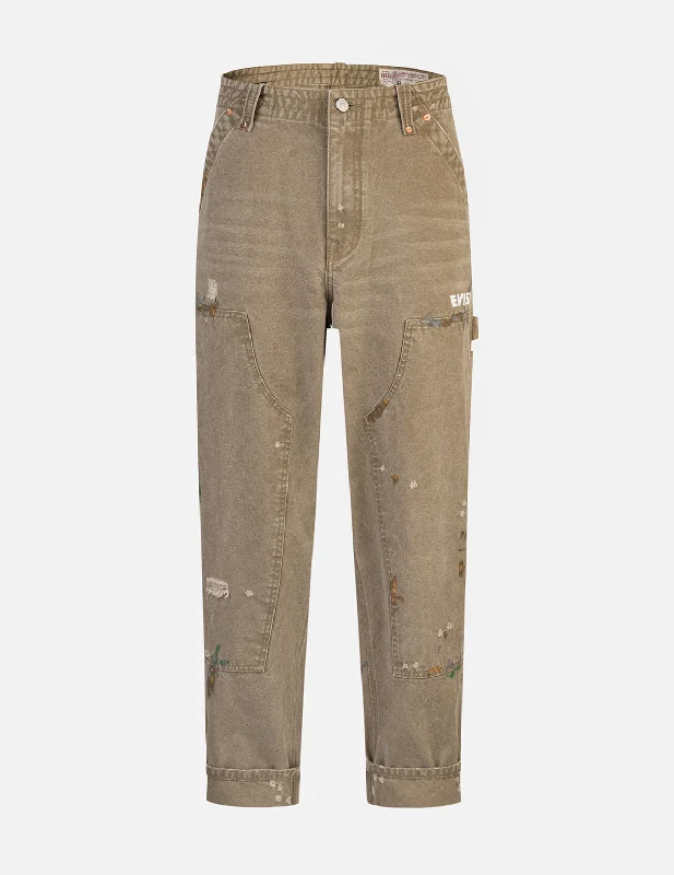 Seagull Embroidery and Logo Print Relax Fit Washed Pants Lightweight Jogger Pants