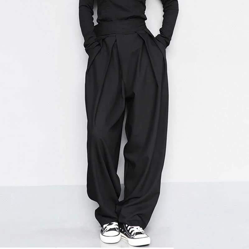 Loose Slim Casual Velcro Mopping Pants Comfy Zip-Up Pants