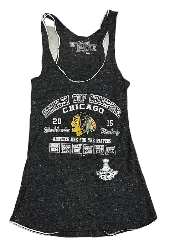 Women's Chicago Blackhawks 2015 Stanley Cup Champs Banner Marrow Edge Tank Top workout tank top