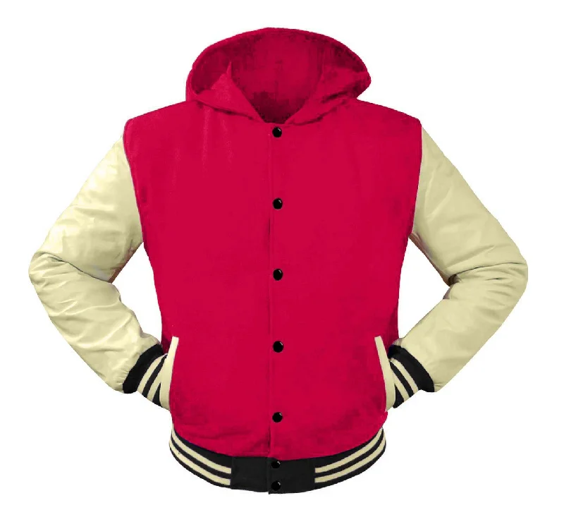 Superb Cream Leather Sleeve Original American Varsity Letterman College Baseball Women Wool Jackets #CRSL-CRSTR-BB-H Zip Front Button Front Snap Front