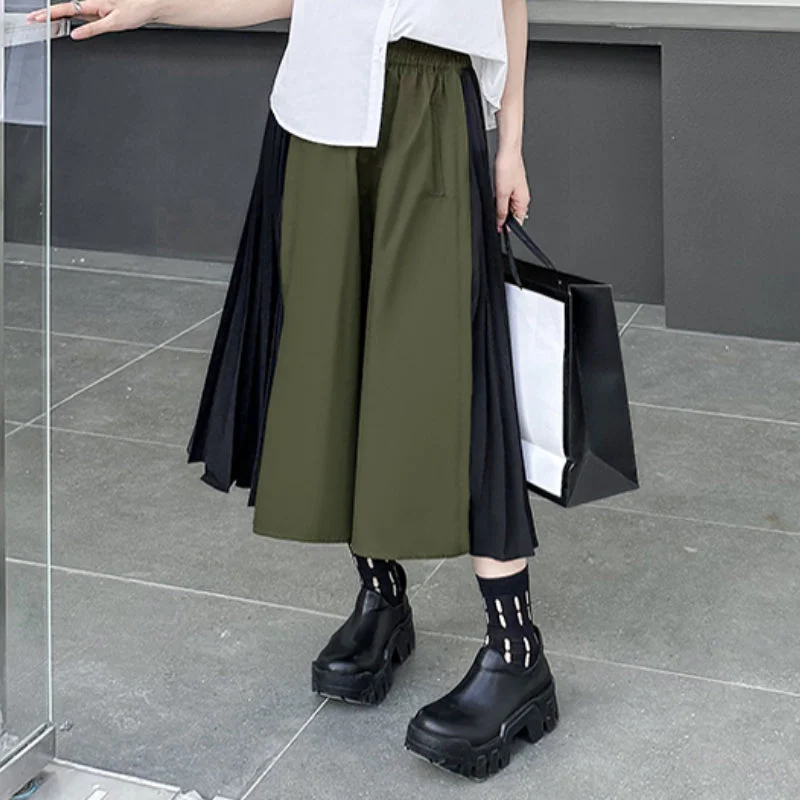 Paneled Wide Leg Straight Leg Pants Casual Track Pants