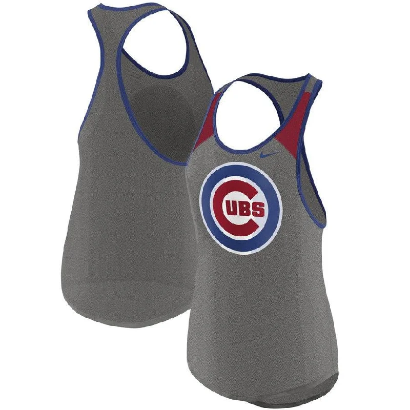 Womens Nike Heather Gray Chicago Cubs Wordmark Legend Tank Top mesh tank top