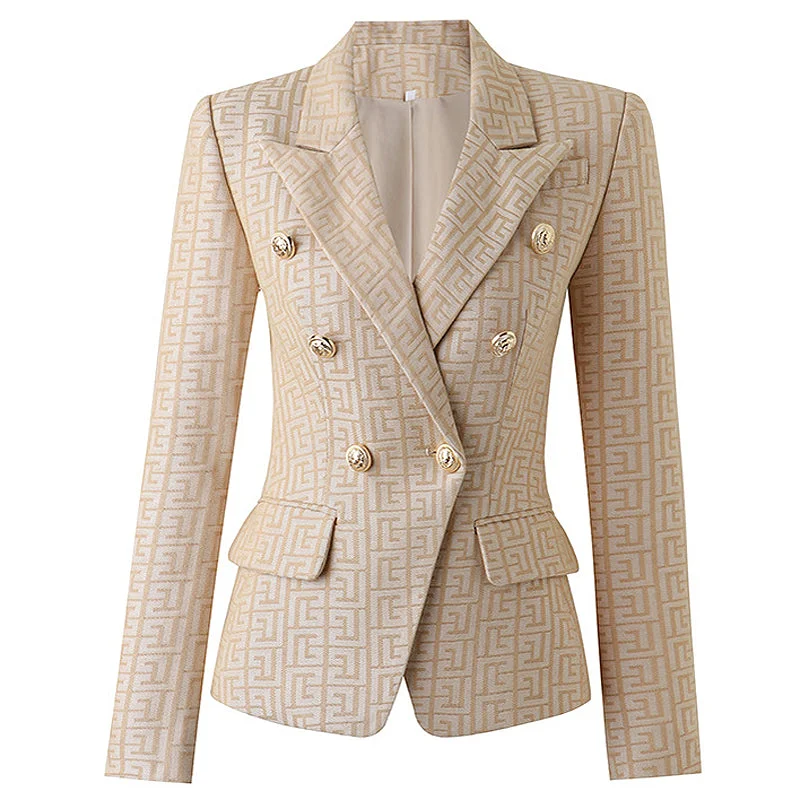 2023 Spring And Autumn European And American  Jacquard Fabric Casual Top Jacket Professional Suit Blazers Hoodie Zip-Up Jacket Button-Up Jacket