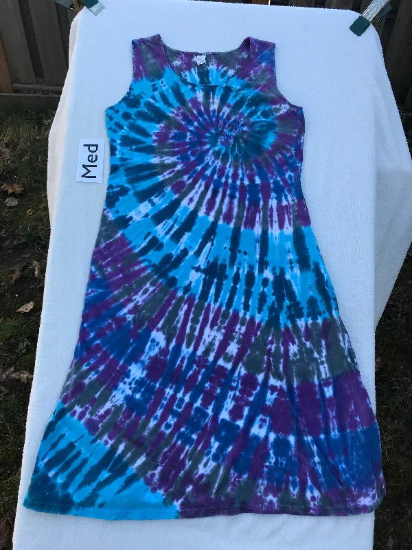 Medium Mid-Calf Tank Top Spiral Tie-Dye Play Dress high neck tank