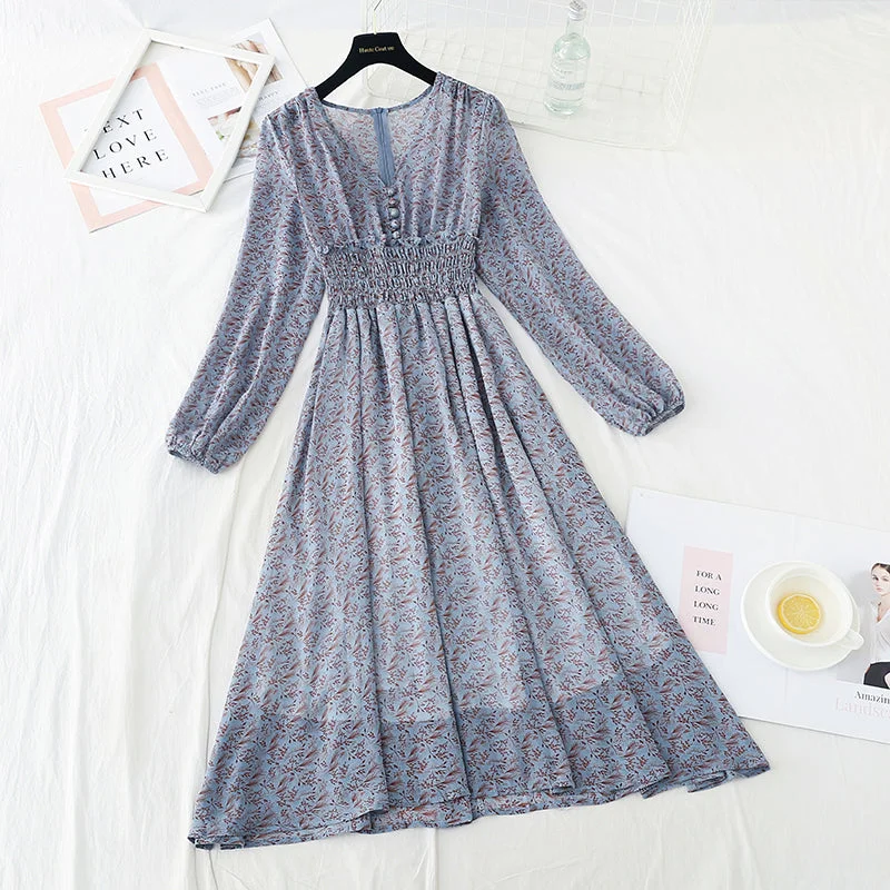 Broken flower pleats with thin Chiffon Skirt  3934 casual skirt length
