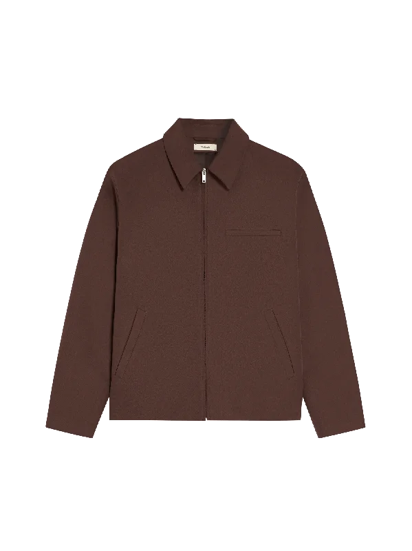 Womens Organic Cotton Harrington Jacket—chestnut brown Zippered Front Buttoned Front Snap Front