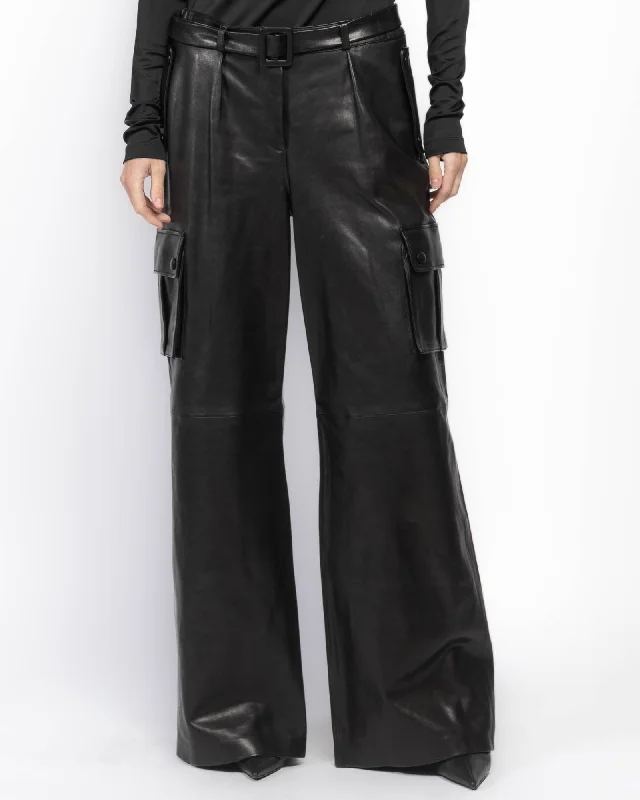 Leather Track Pants Classic Bootcut Trousers