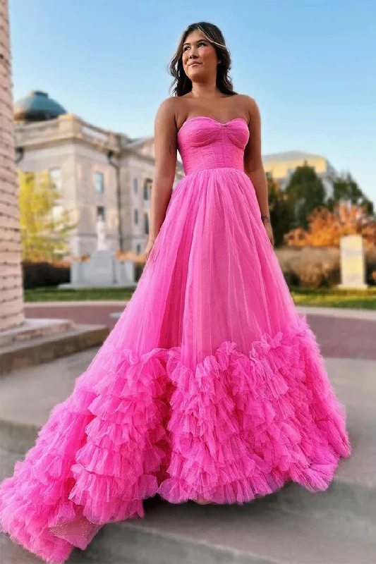 Sweetheart Tulle Pink Long Prom Dress Princess Party Dress PSK475 Tunics Velvet soft